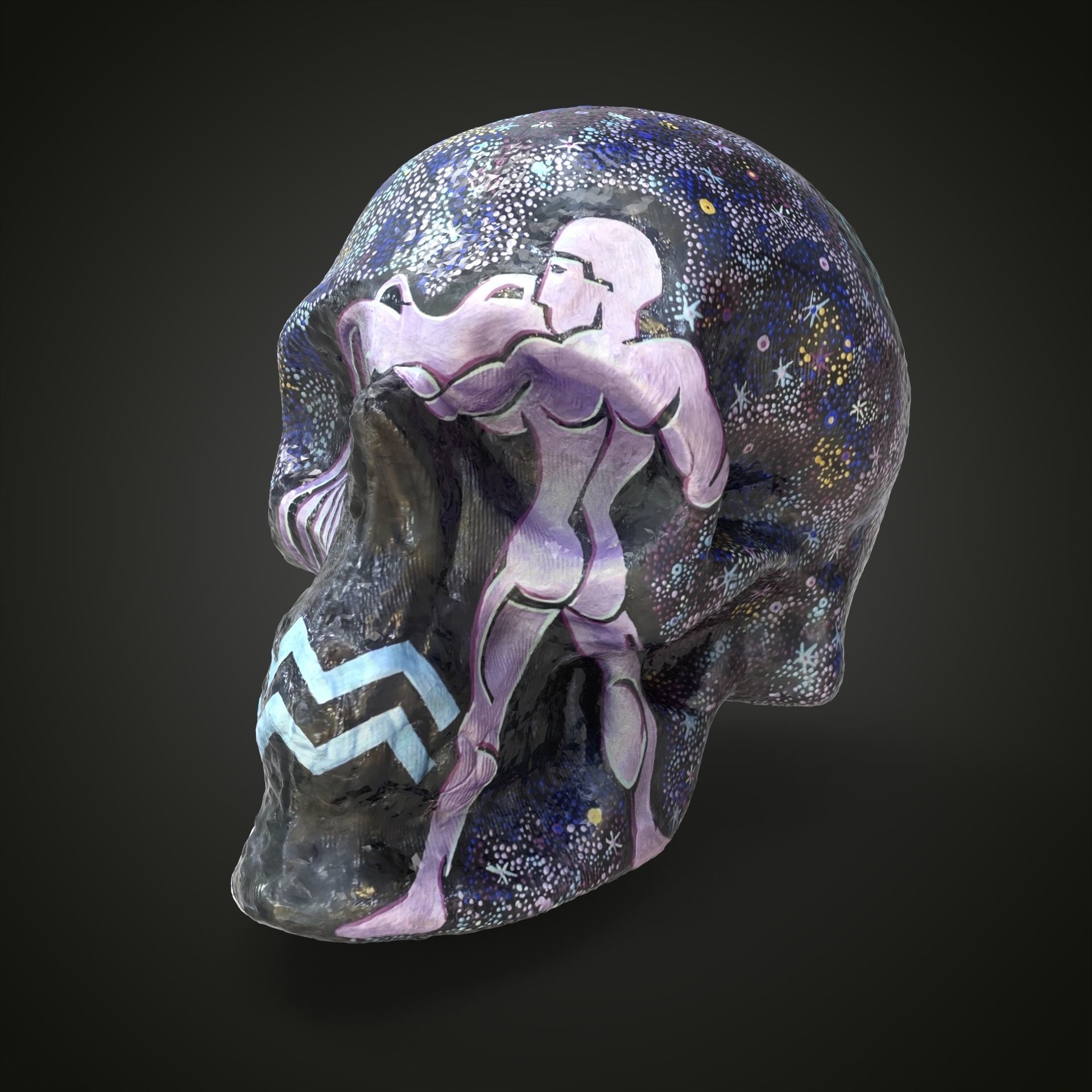 Aquarius zodiac scull Low-poly 3D model_13