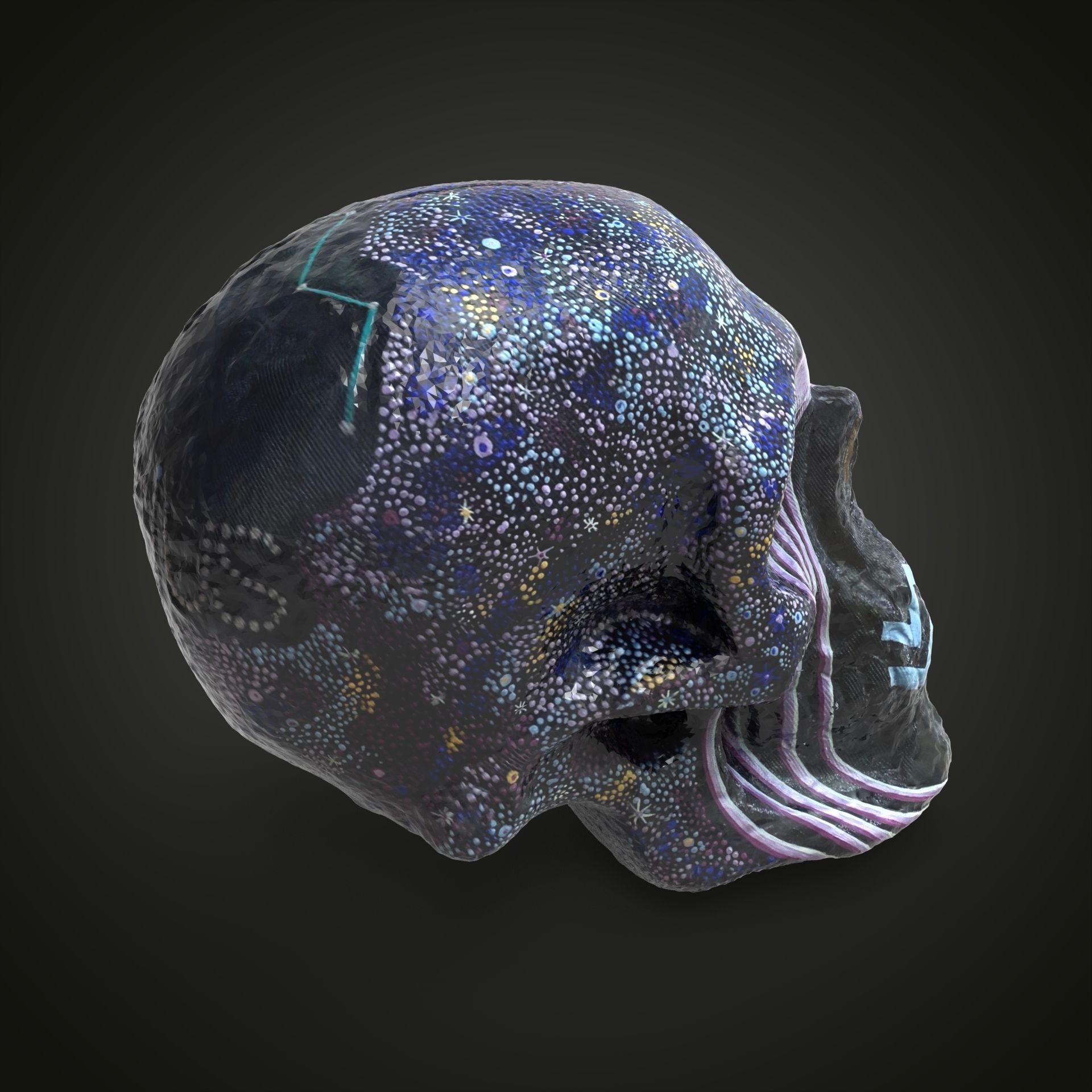Aquarius zodiac scull Low-poly 3D model_6