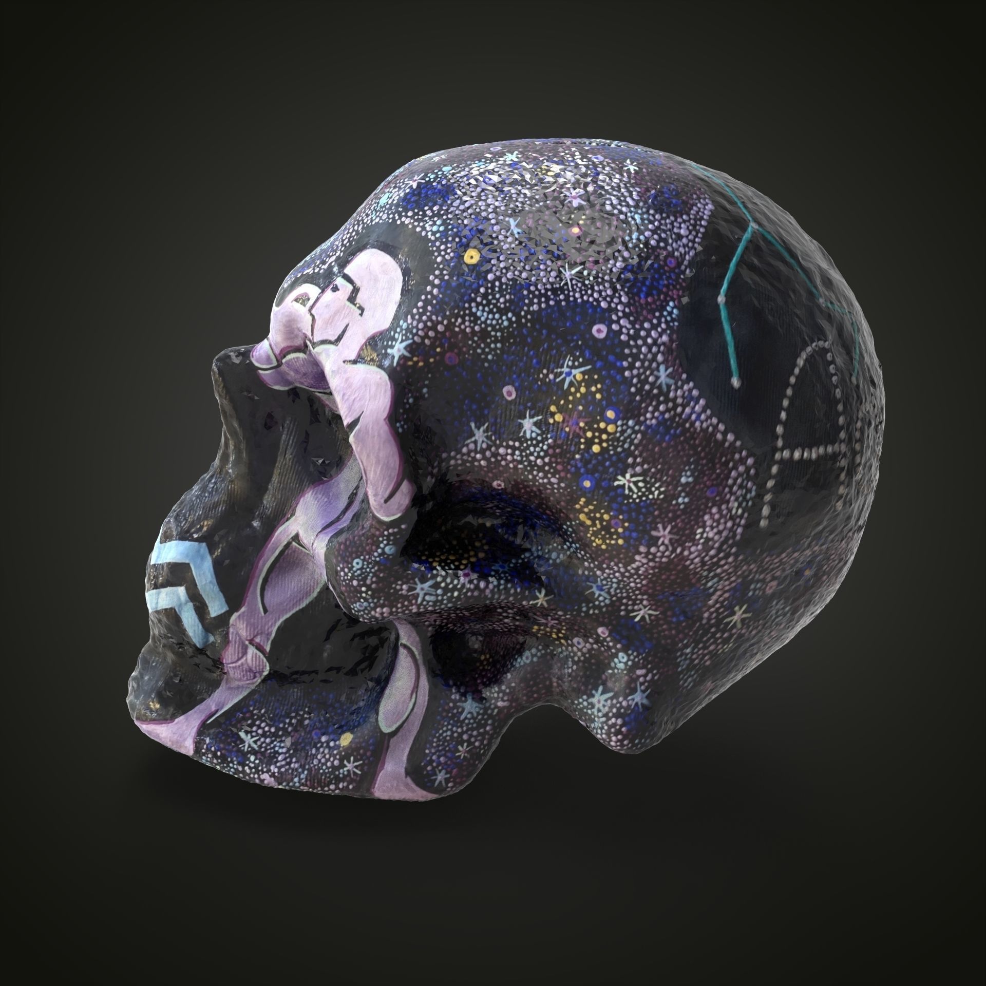 Aquarius zodiac scull Low-poly 3D model_16