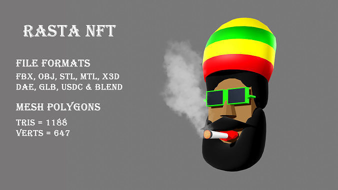 Rasta Character NFT Low-poly 3D model