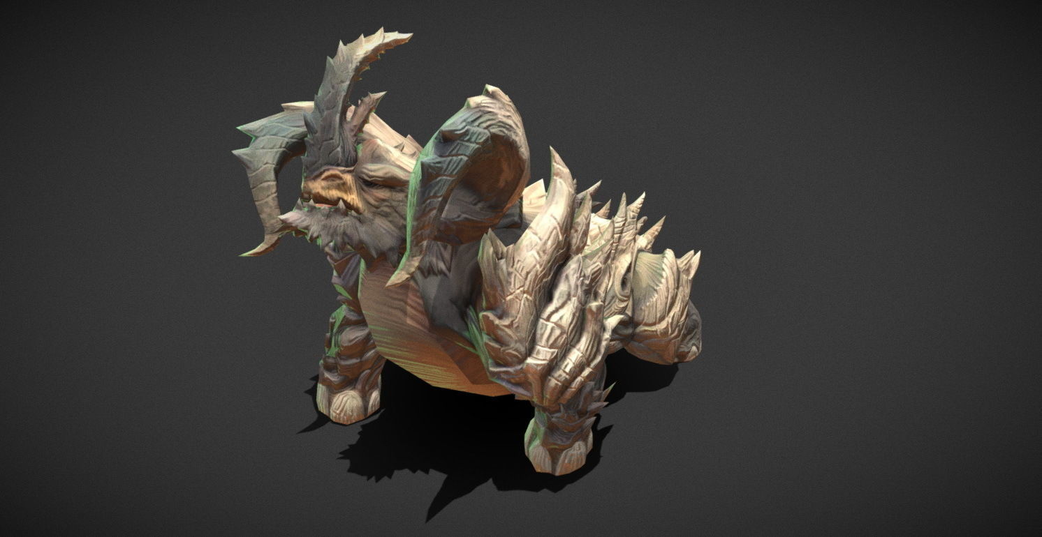 Fantasy Creature - Combat Rhino Low-poly 3D model_6