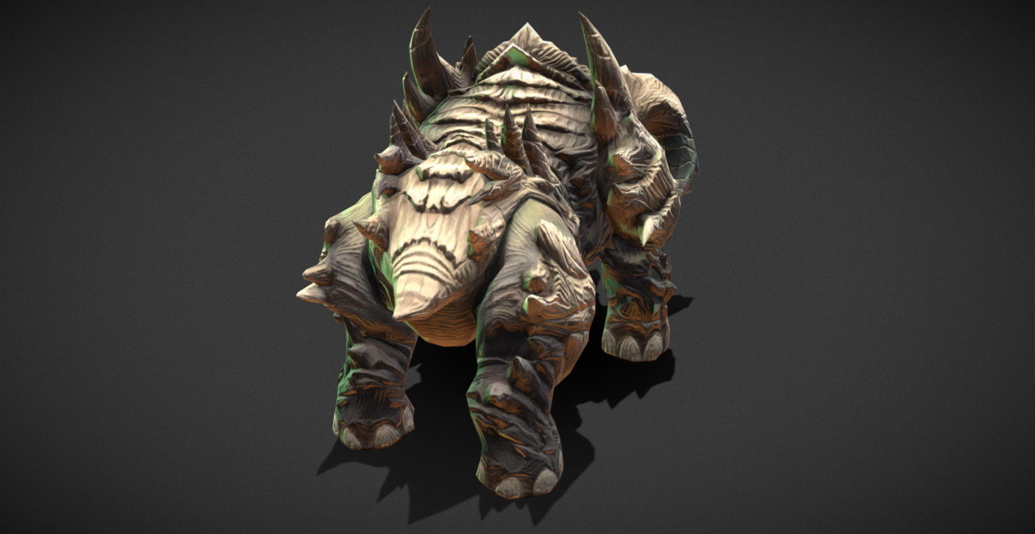 Fantasy Creature - Combat Rhino Low-poly 3D model_4