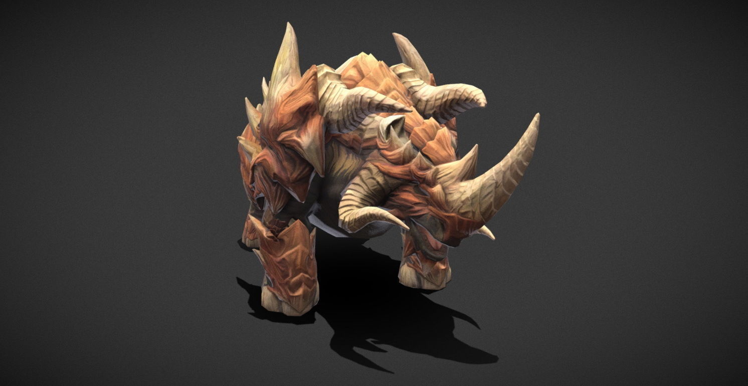 Fantasy Creature - Combat Rhino Low-poly 3D model_33