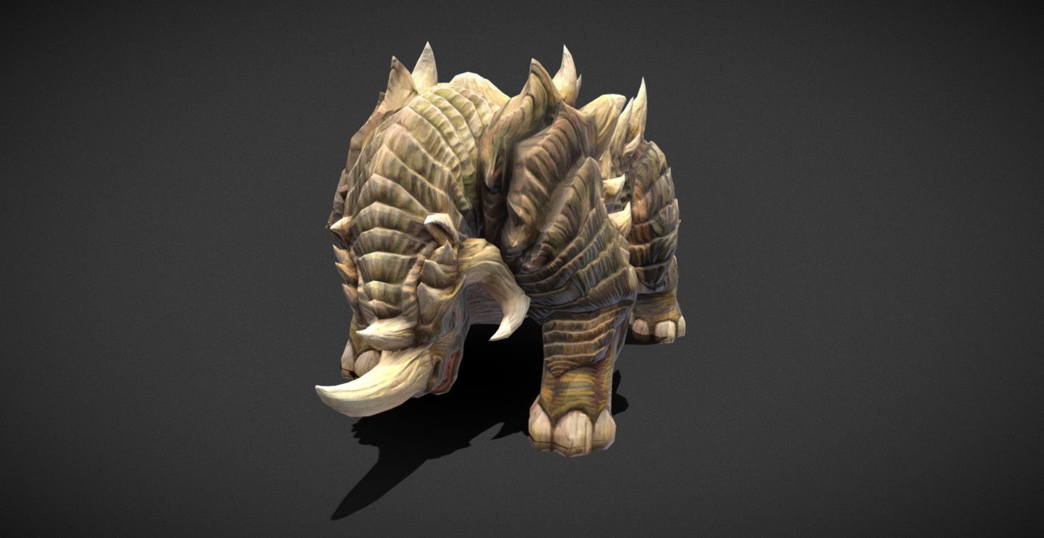 Fantasy Creature - Combat Rhino Low-poly 3D model_12