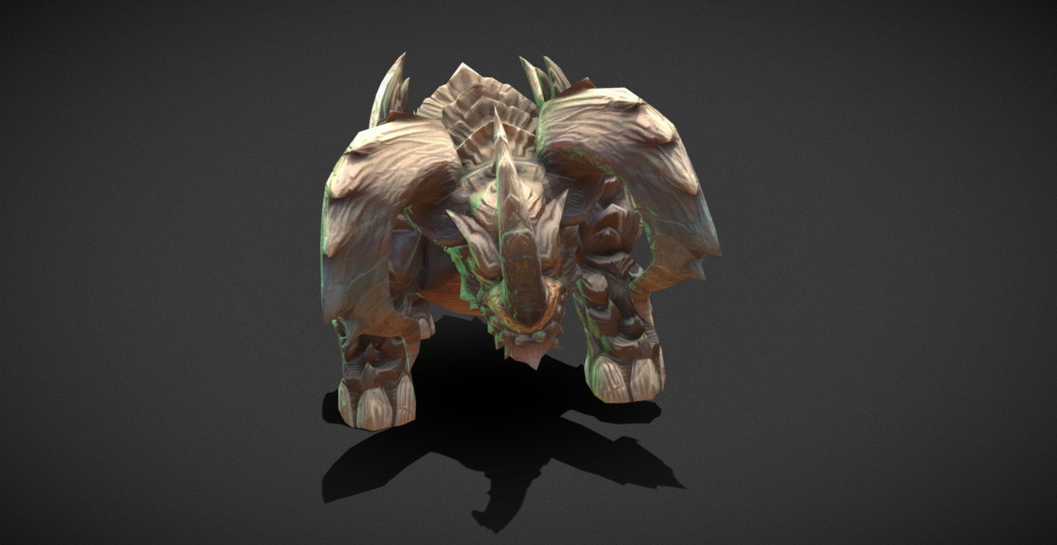 Fantasy Creature - Combat Rhino Low-poly 3D model_11