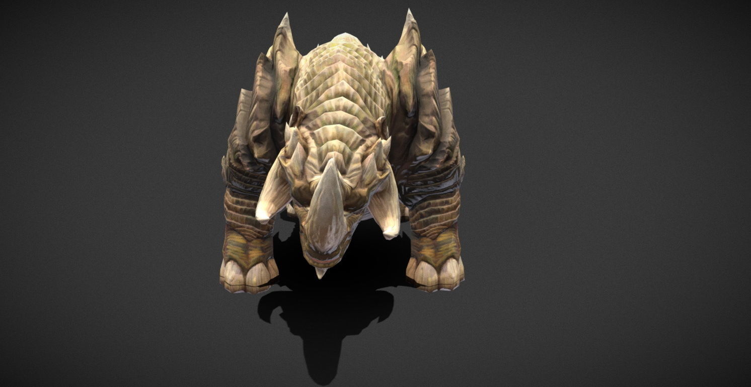 Fantasy Creature - Combat Rhino Low-poly 3D model_13