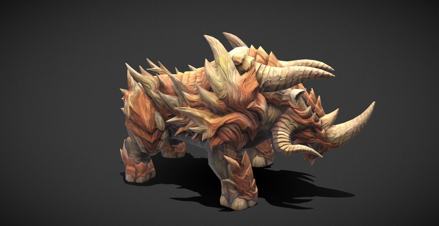 Fantasy Creature - Combat Rhino Low-poly 3D model_32