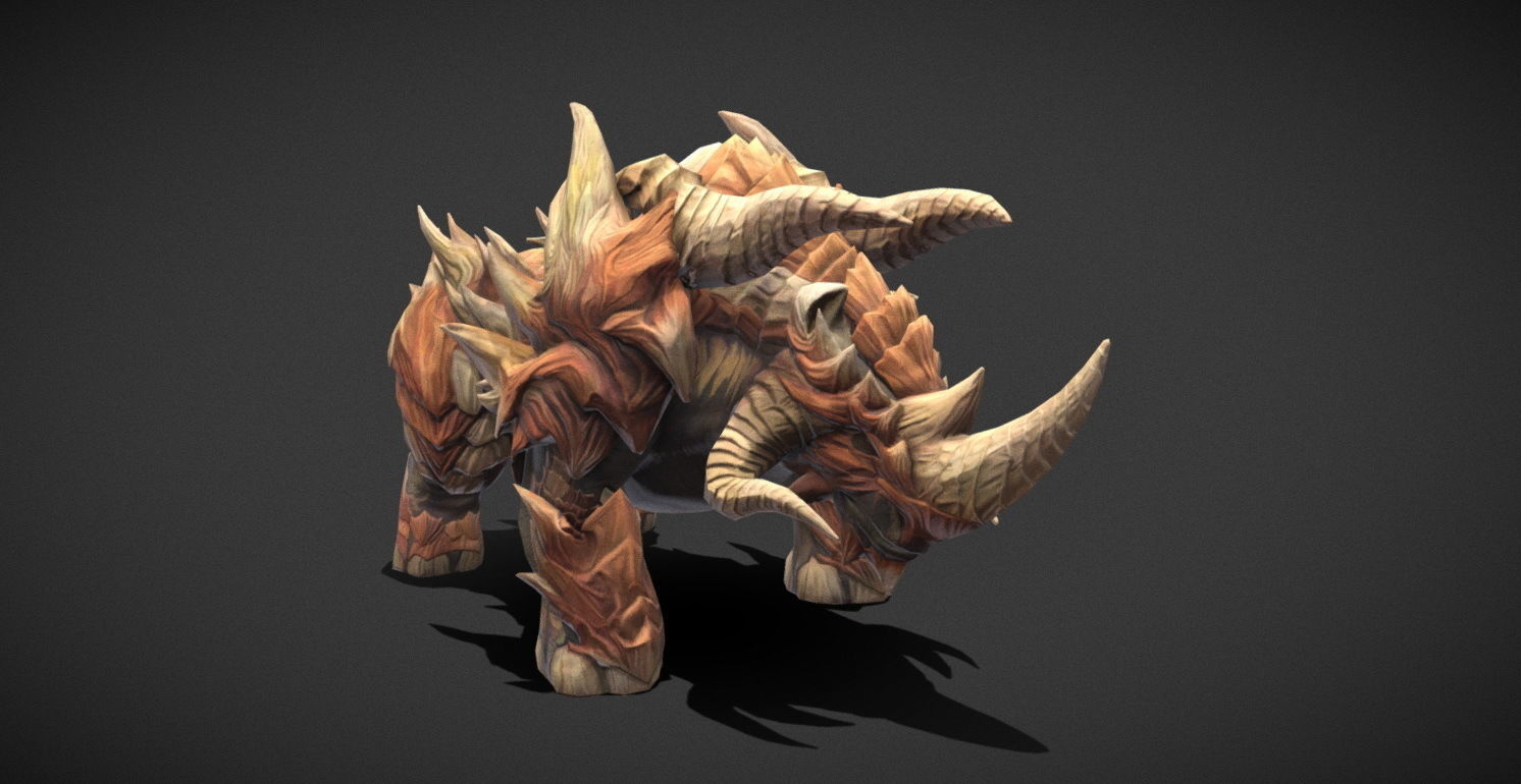 Fantasy Creature - Combat Rhino Low-poly 3D model_29