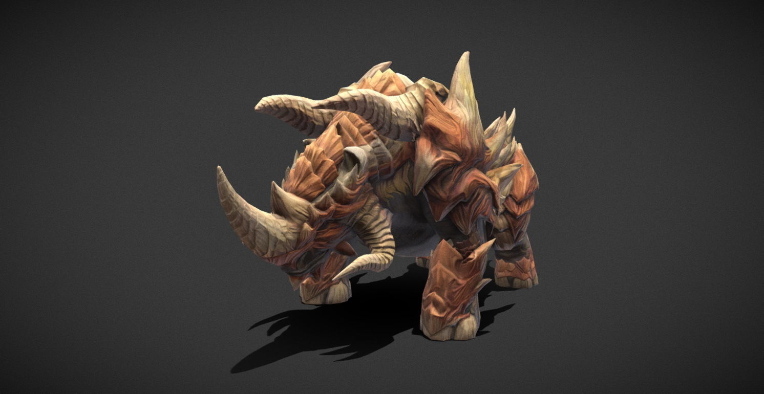 Fantasy Creature - Combat Rhino Low-poly 3D model_30