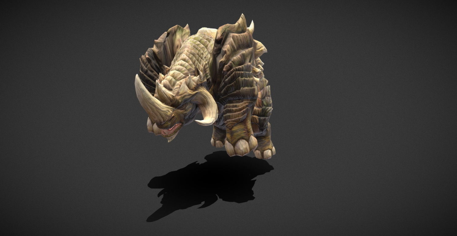 Fantasy Creature - Combat Rhino Low-poly 3D model_26