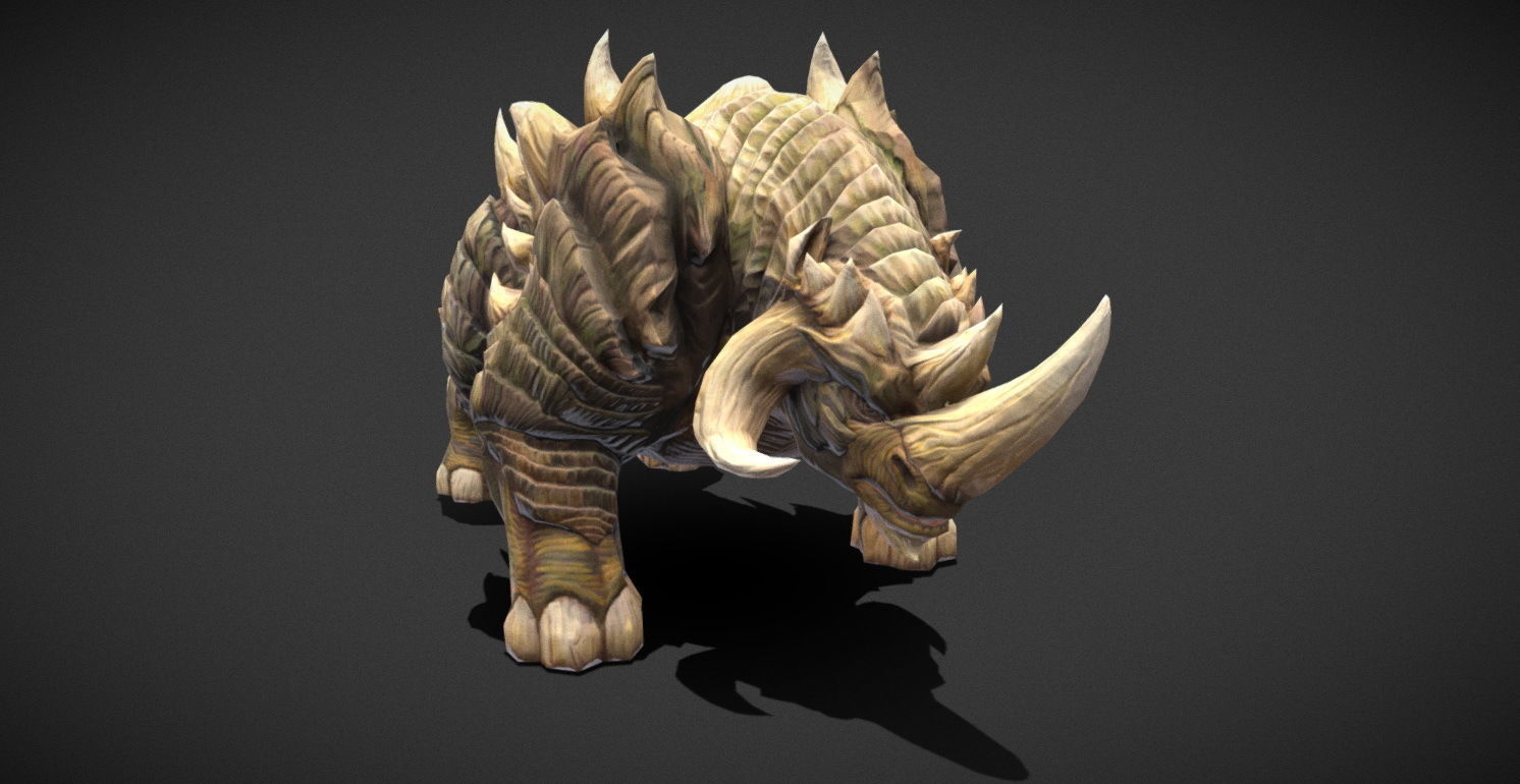 Fantasy Creature - Combat Rhino Low-poly 3D model_14