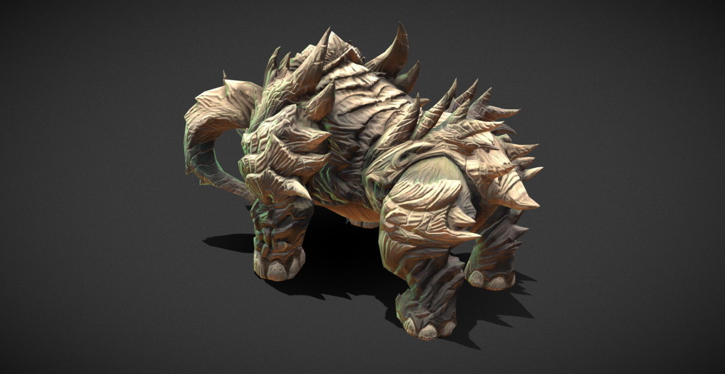 Fantasy Creature - Combat Rhino Low-poly 3D model_5