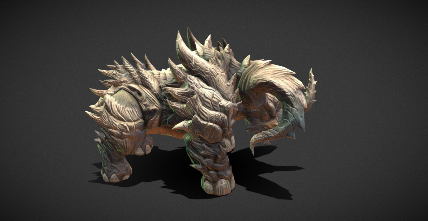 Fantasy Creature - Combat Rhino Low-poly 3D model_3
