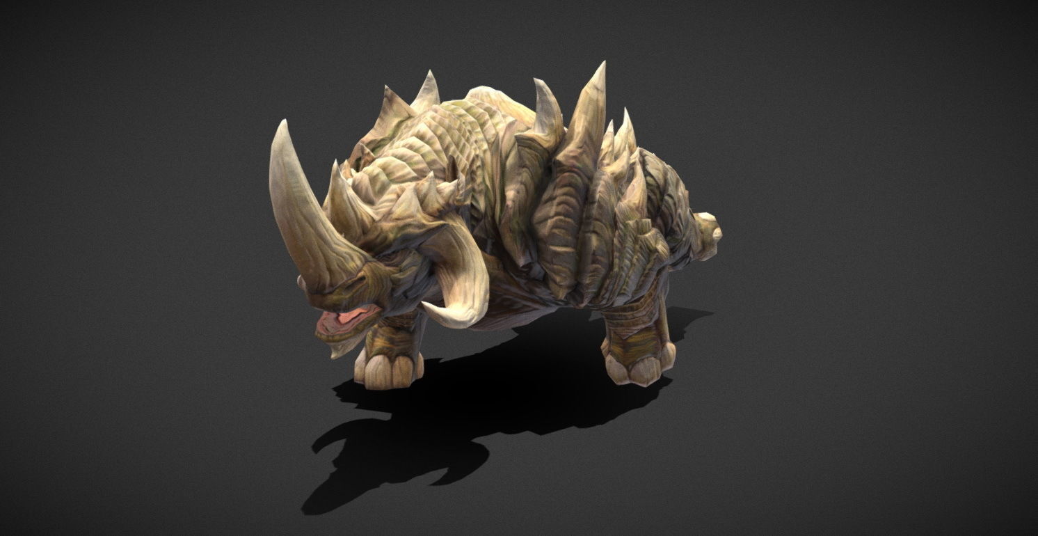 Fantasy Creature - Combat Rhino Low-poly 3D model_27