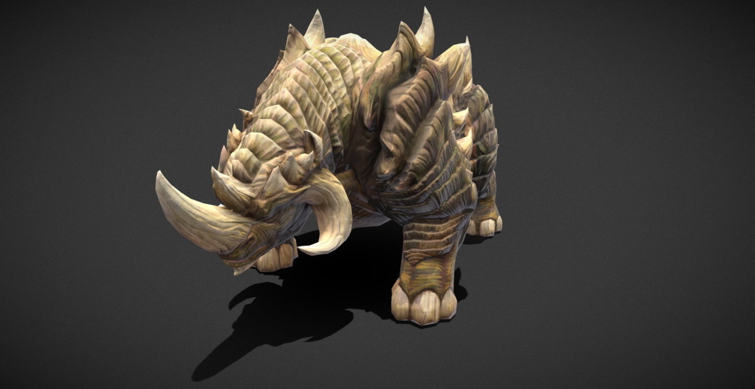 Fantasy Creature - Combat Rhino Low-poly 3D model_17