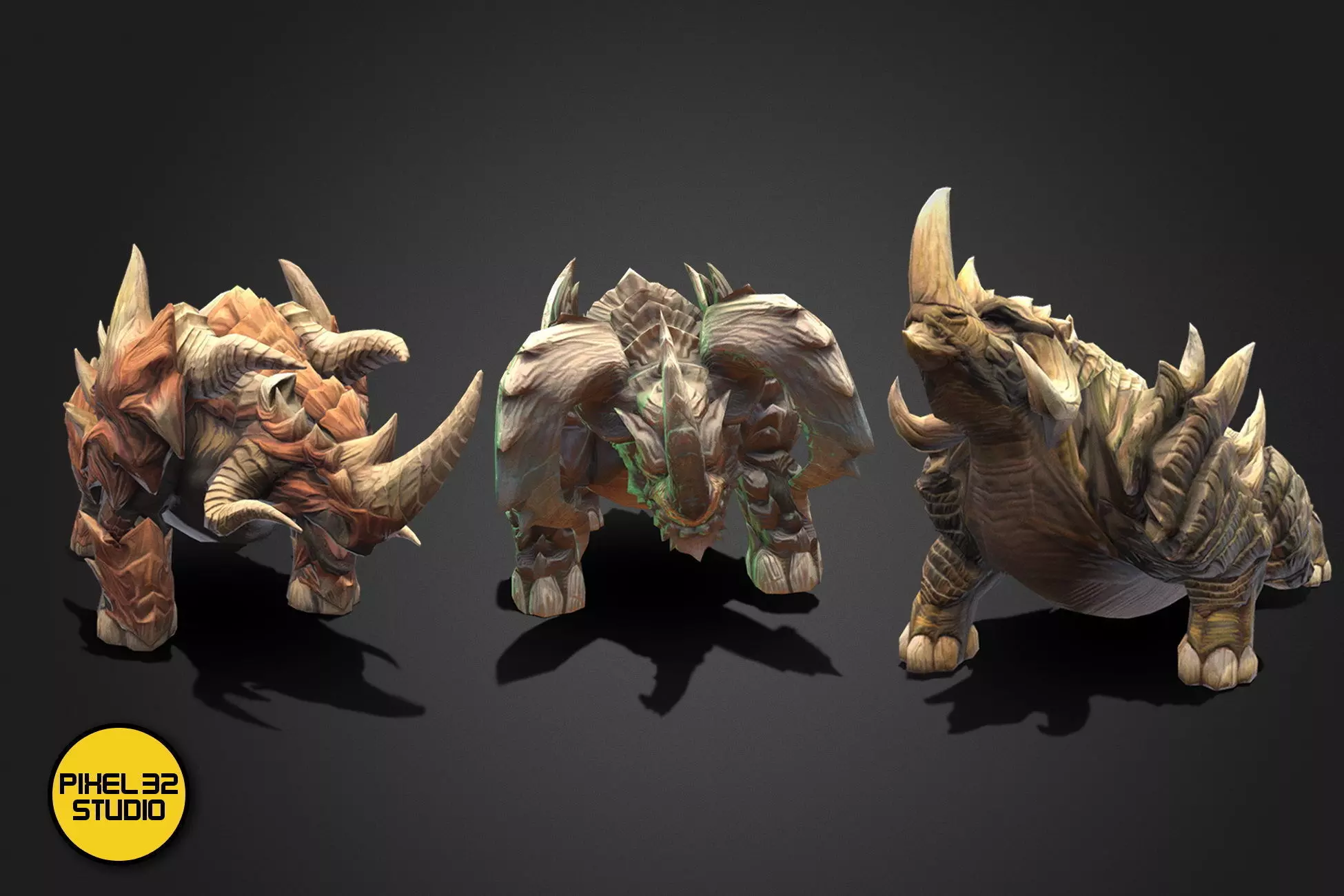 Fantasy Creature - Combat Rhino Low-poly 3D model_0