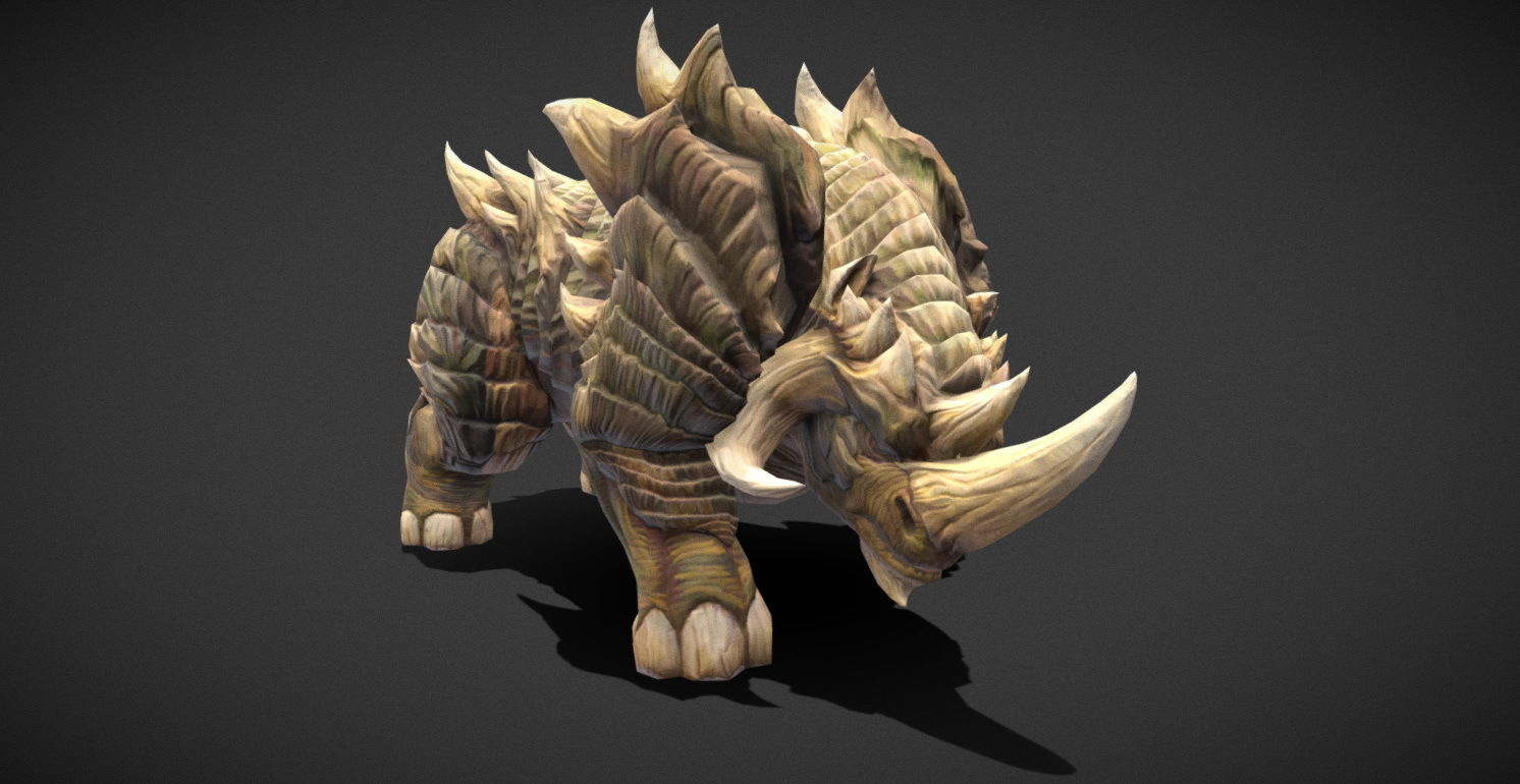 Fantasy Creature - Combat Rhino Low-poly 3D model_18