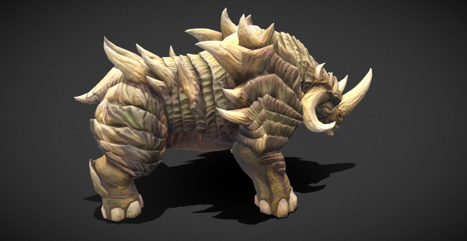 Fantasy Creature - Combat Rhino Low-poly 3D model_15