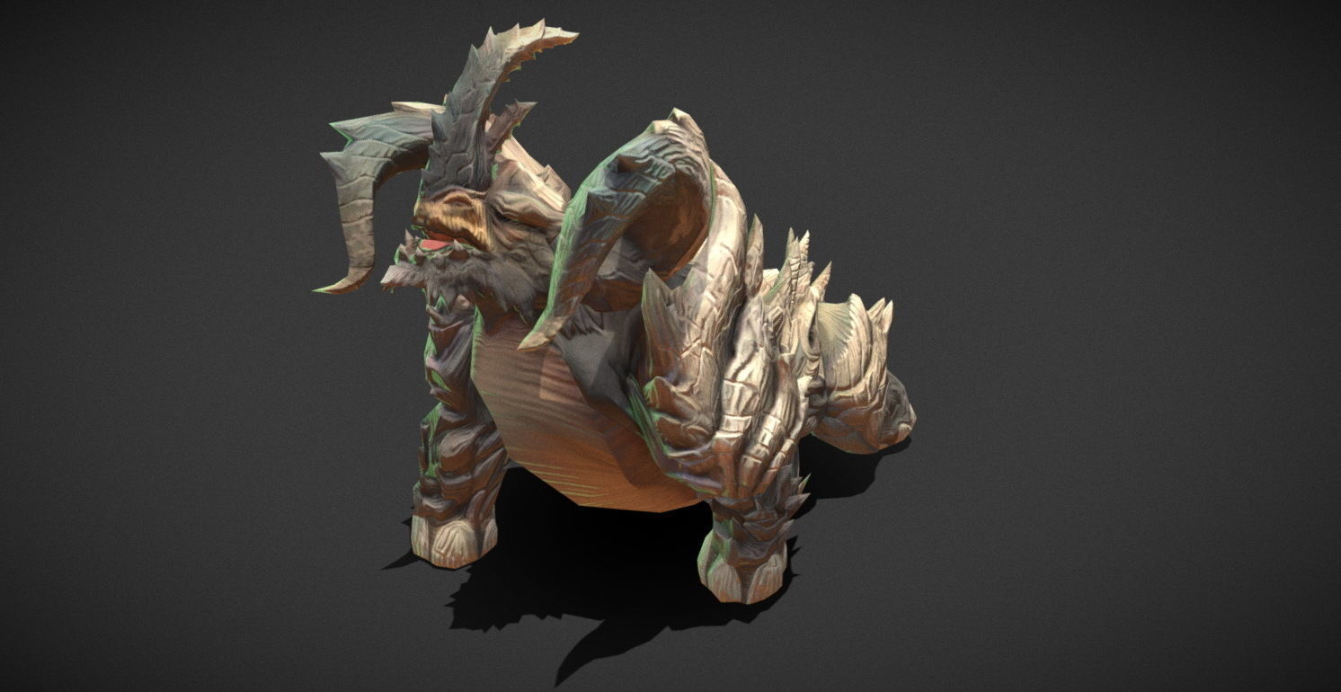 Fantasy Creature - Combat Rhino Low-poly 3D model_7