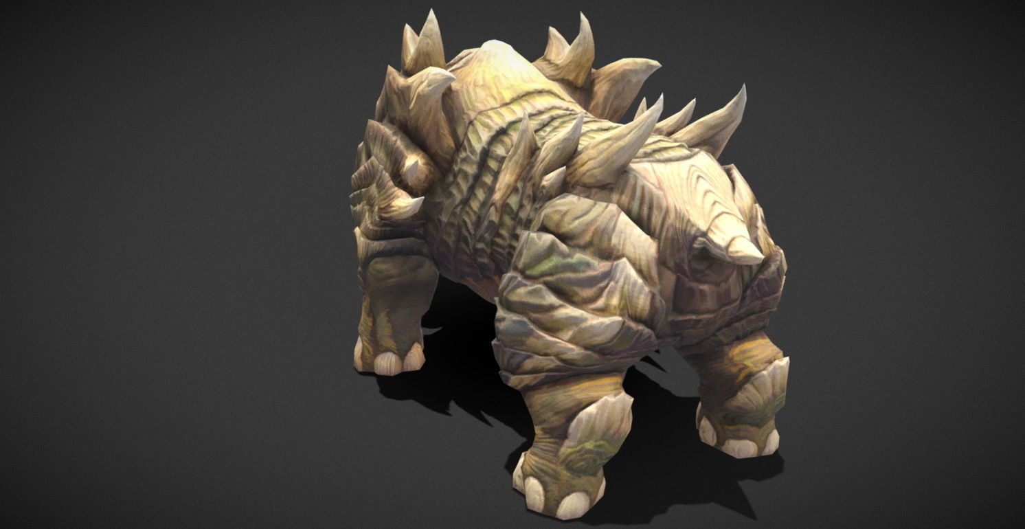 Fantasy Creature - Combat Rhino Low-poly 3D model_16