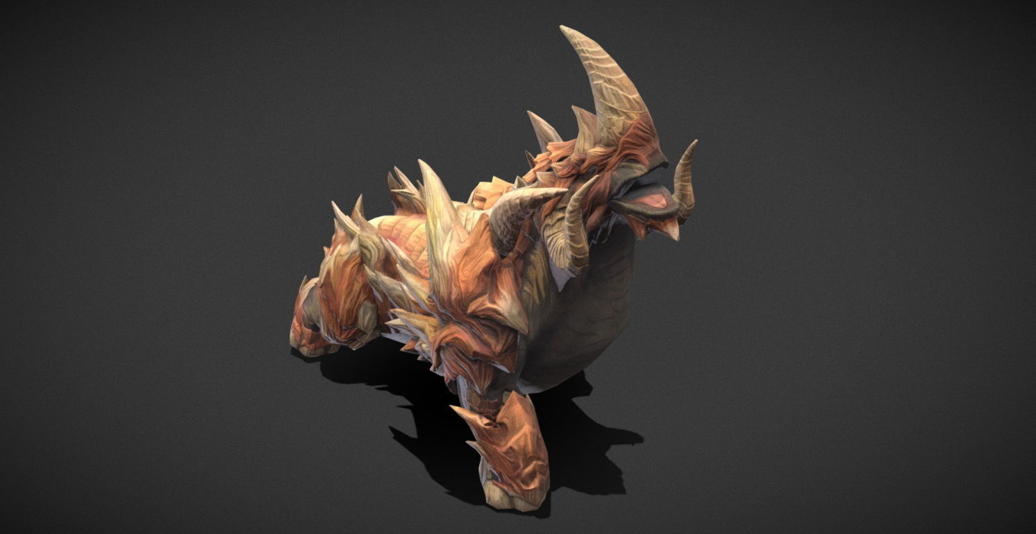 Fantasy Creature - Combat Rhino Low-poly 3D model_28