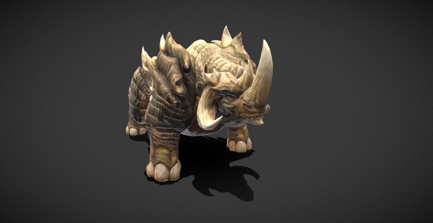 Fantasy Creature - Combat Rhino Low-poly 3D model_24