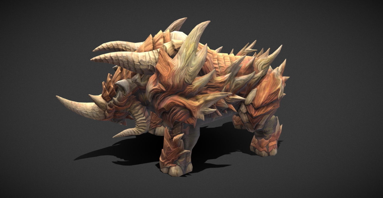Fantasy Creature - Combat Rhino Low-poly 3D model_36