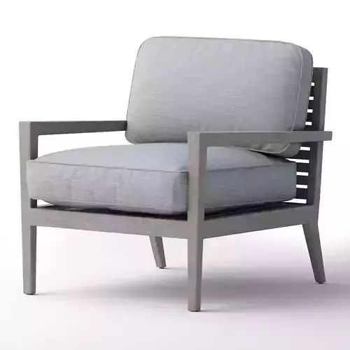 Sanford Rustic Modern Outdoor Grey Cushioned Wood Arm Chair