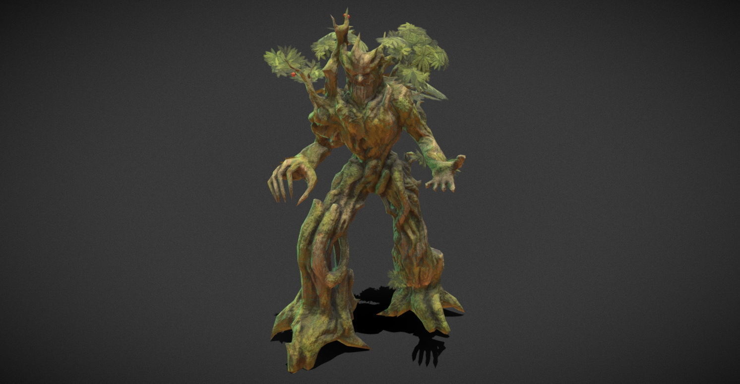 Fantasy Creature - Combat TreeMan Low-poly 3D model_6