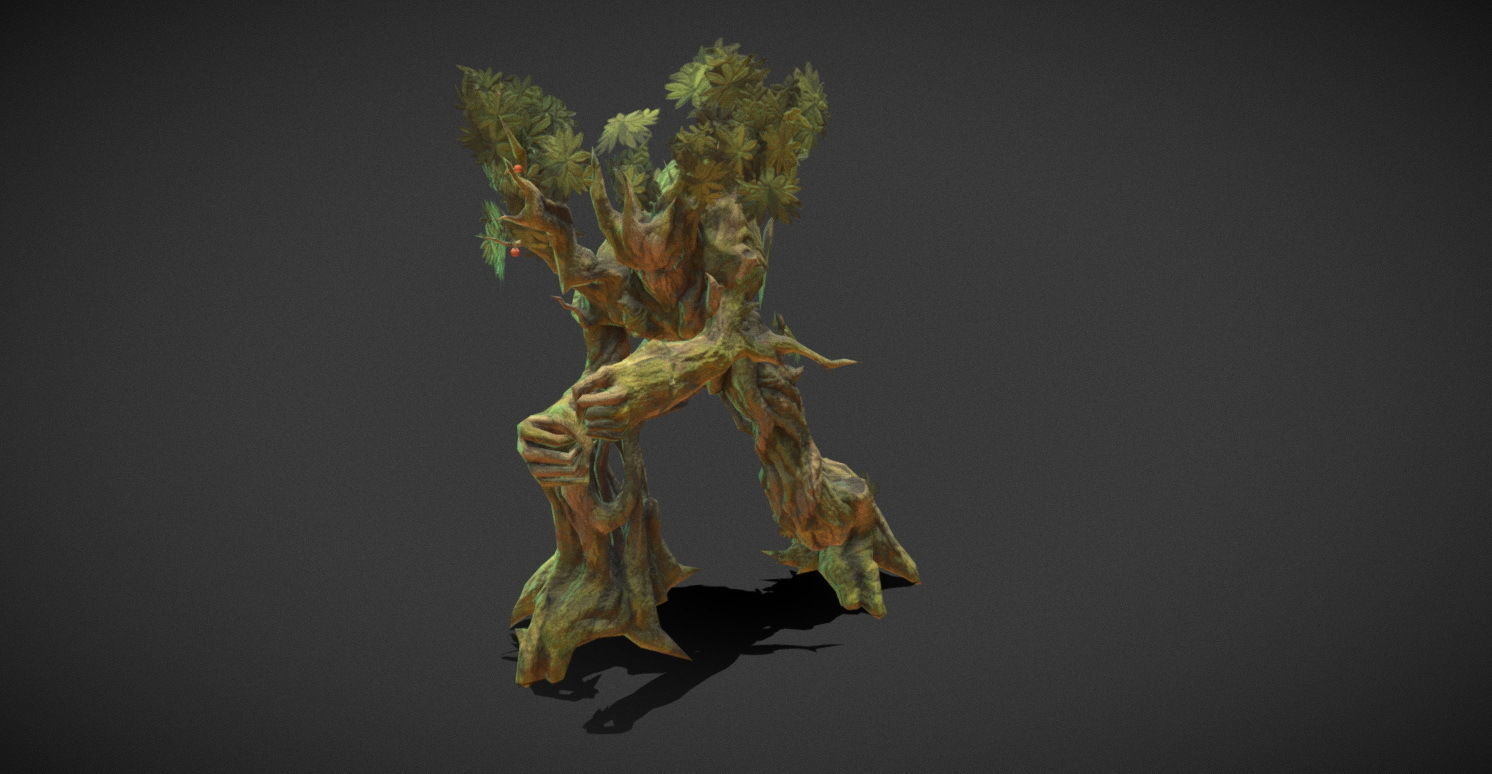 Fantasy Creature - Combat TreeMan Low-poly 3D model_4