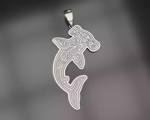 Shark silver pendant with design of