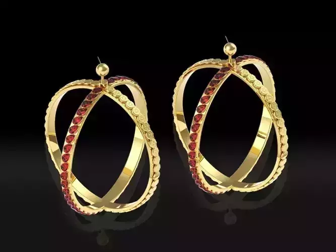 The Royalty gold and ruby hoop earrings