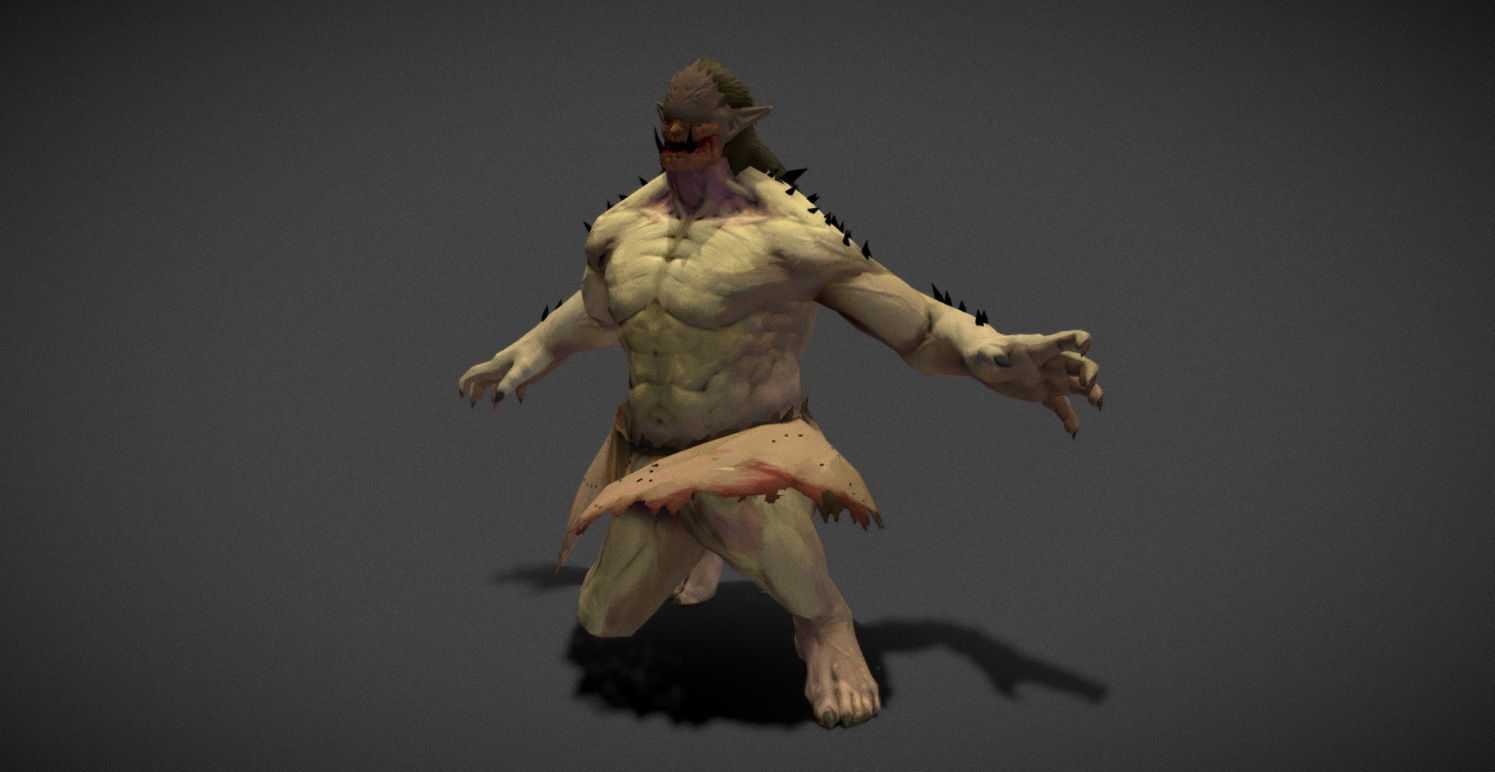 Fantasy Creature - Combat Troll Low-poly 3D model_15