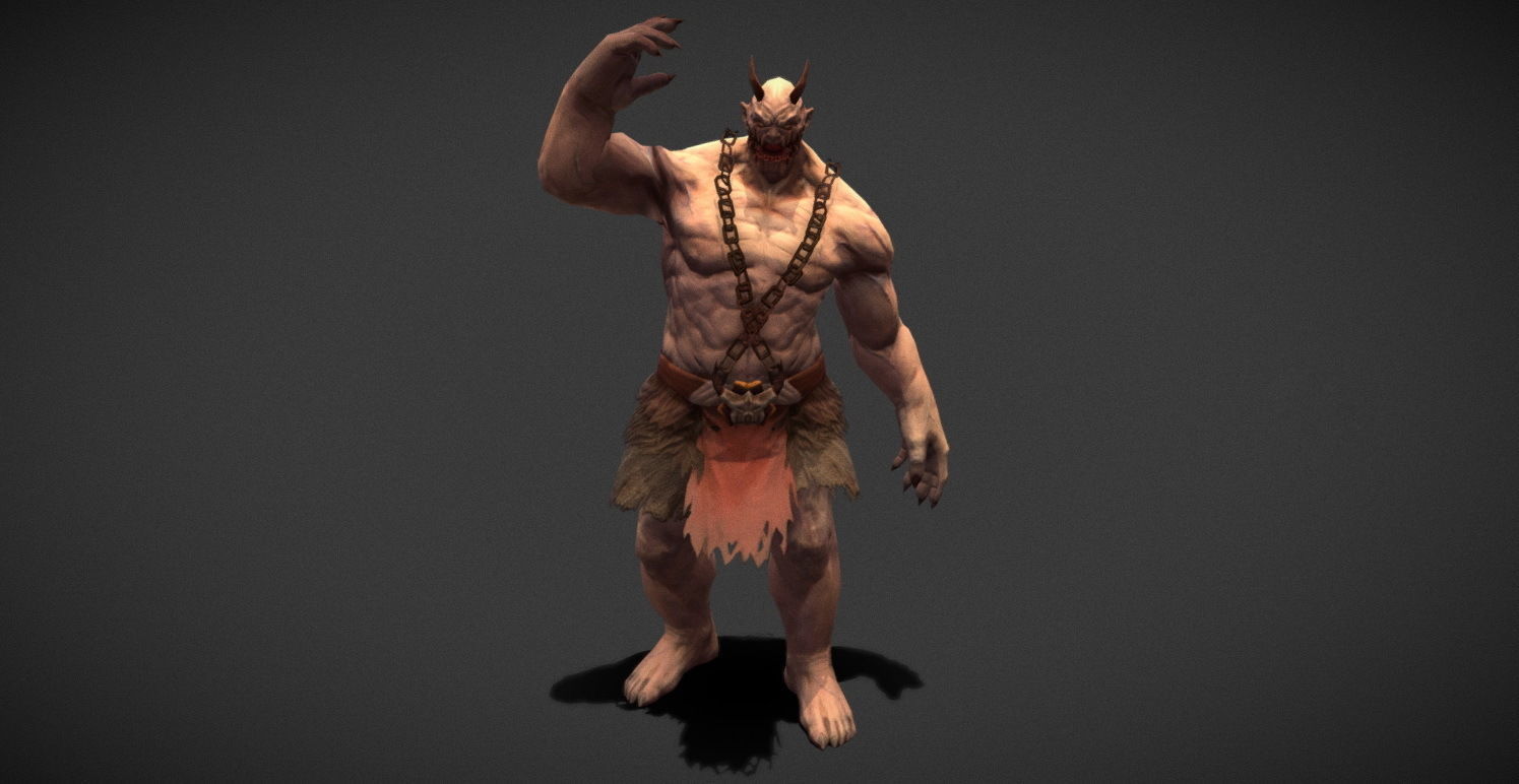 Fantasy Creature - Combat Troll Low-poly 3D model_6
