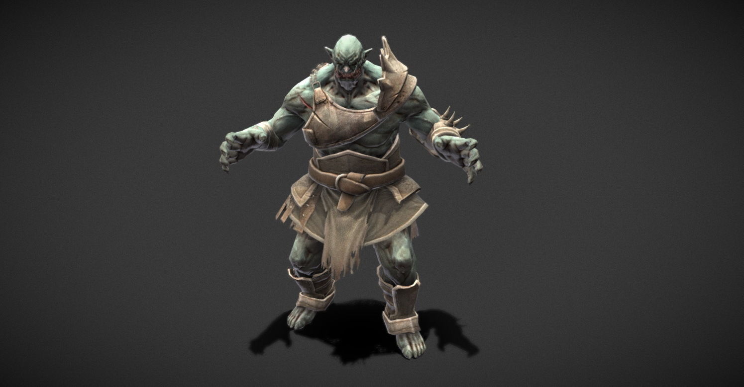 Fantasy Creature - Combat Troll Low-poly 3D model_2