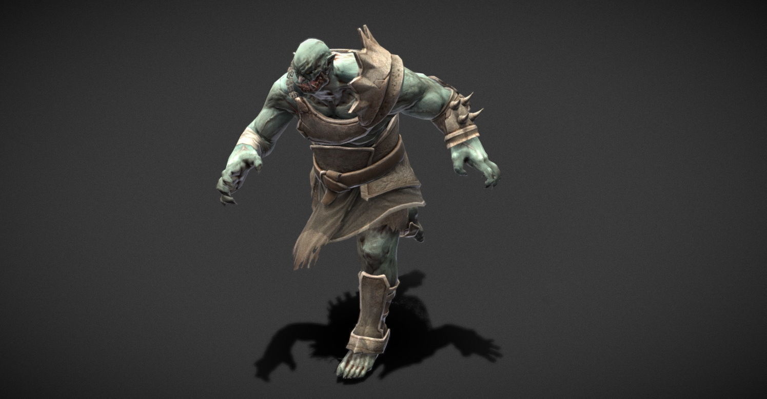 Fantasy Creature - Combat Troll Low-poly 3D model_4