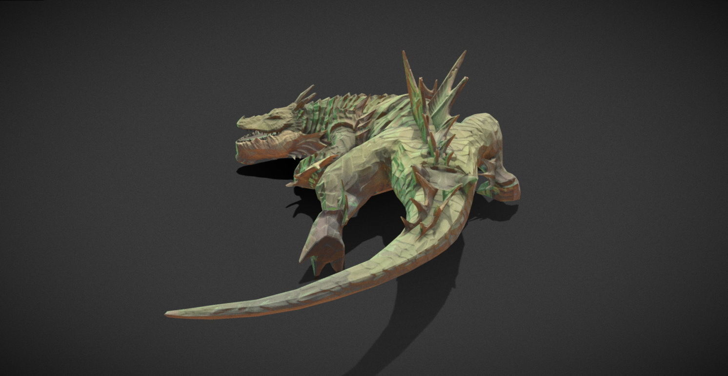 Fantasy Creature - Crocodile Low-poly 3D model_32