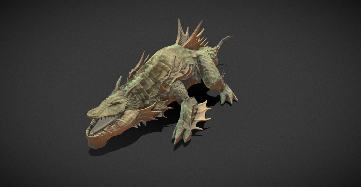 Fantasy Creature - Crocodile Low-poly 3D model_37