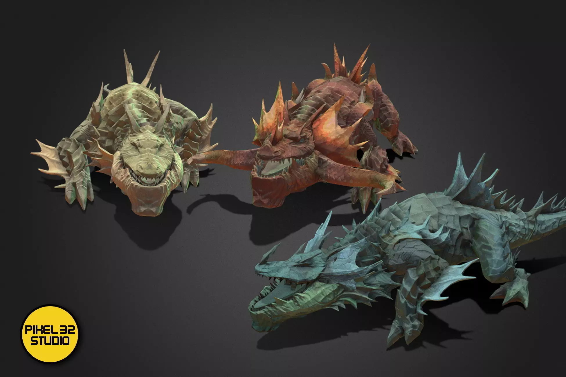 Fantasy Creature - Crocodile Low-poly 3D model_0