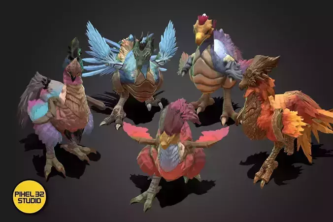 Fantasy Creature - Peacock Low-poly 3D model