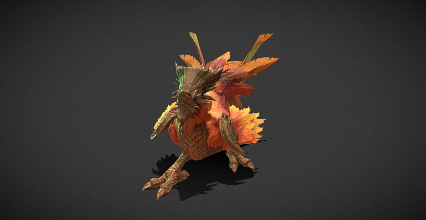 Fantasy Creature - Peacock Low-poly 3D model_7