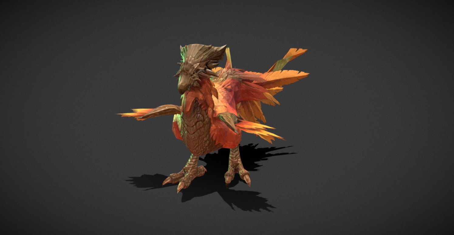 Fantasy Creature - Peacock Low-poly 3D model_10