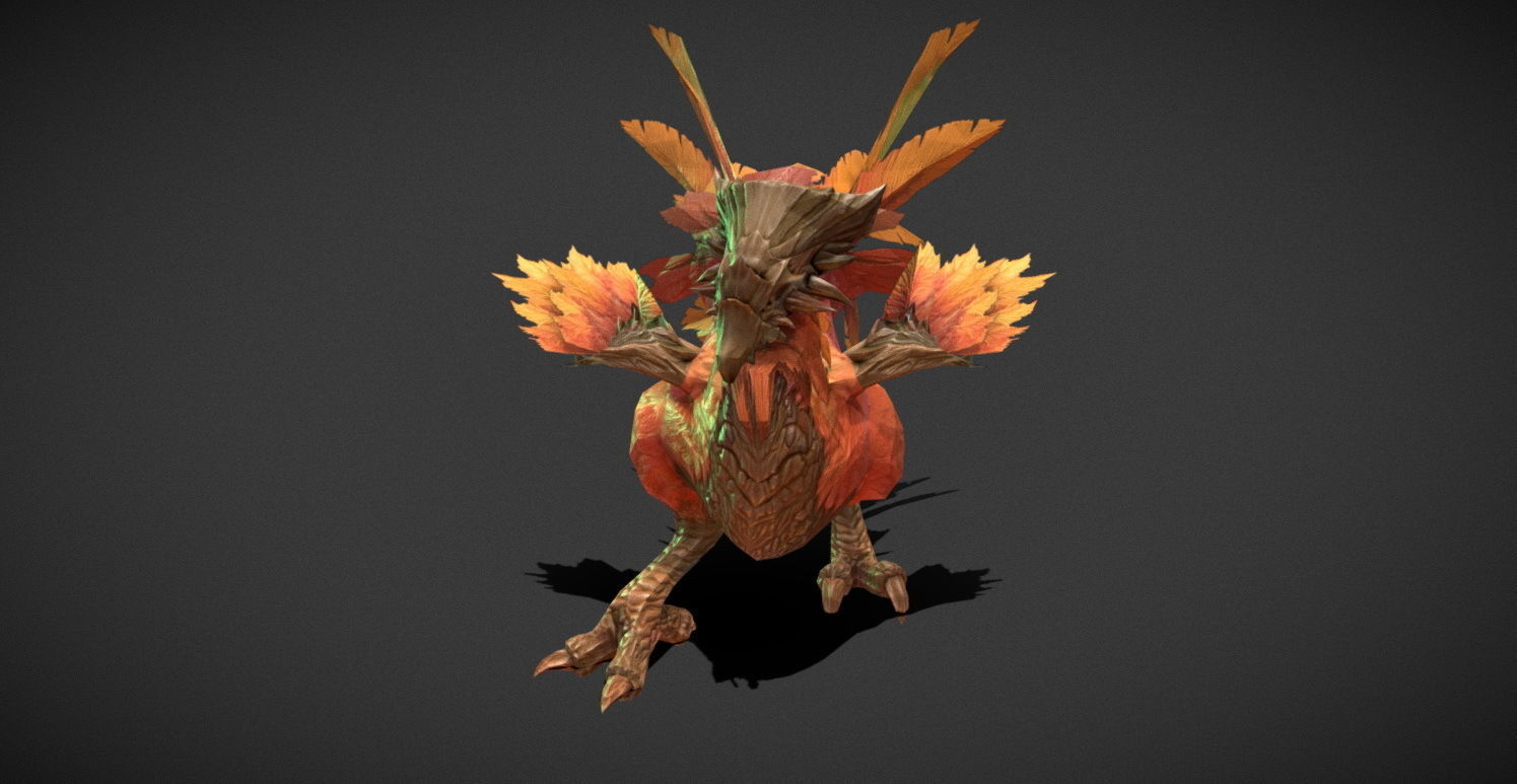 Fantasy Creature - Peacock Low-poly 3D model_11