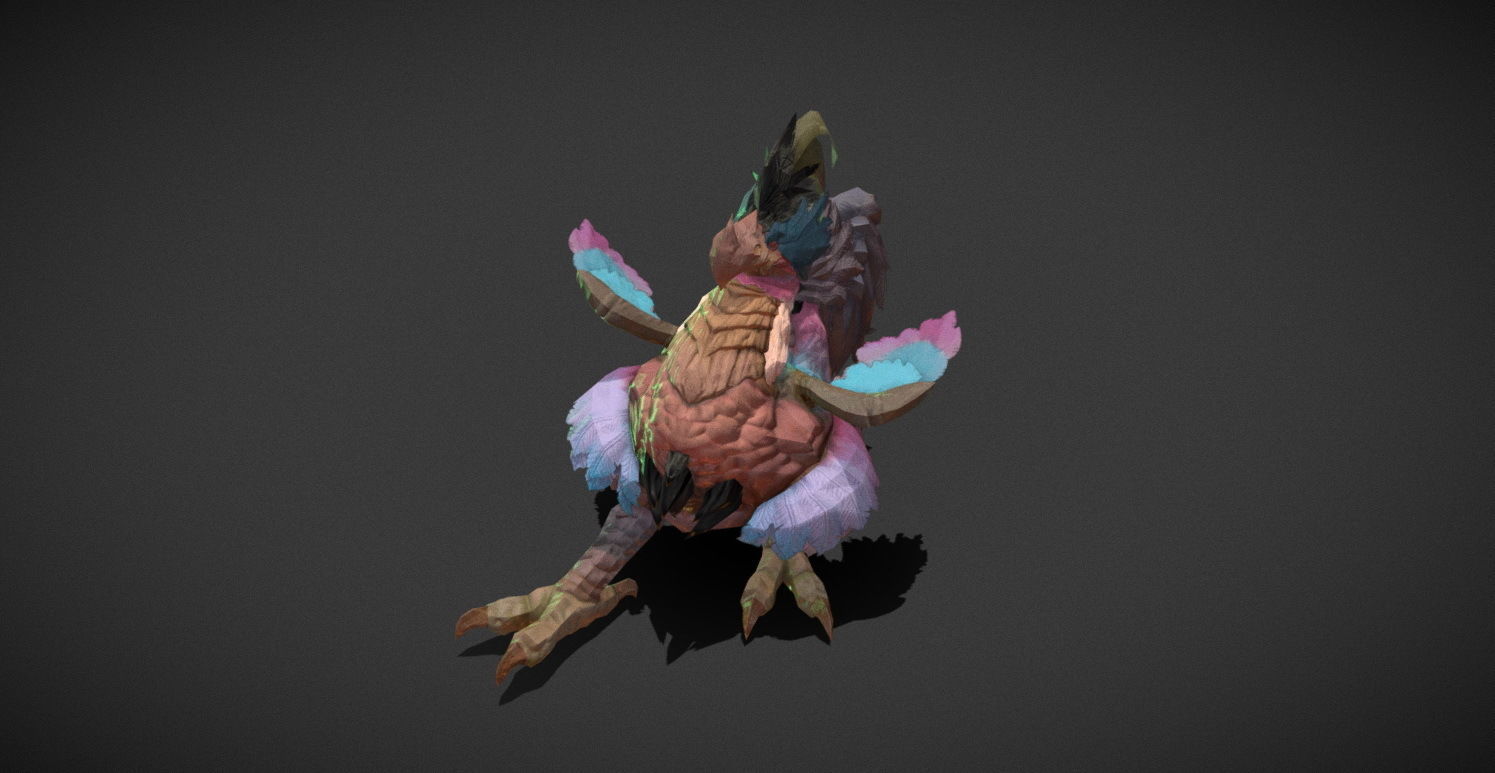 Fantasy Creature - Peacock Low-poly 3D model_27