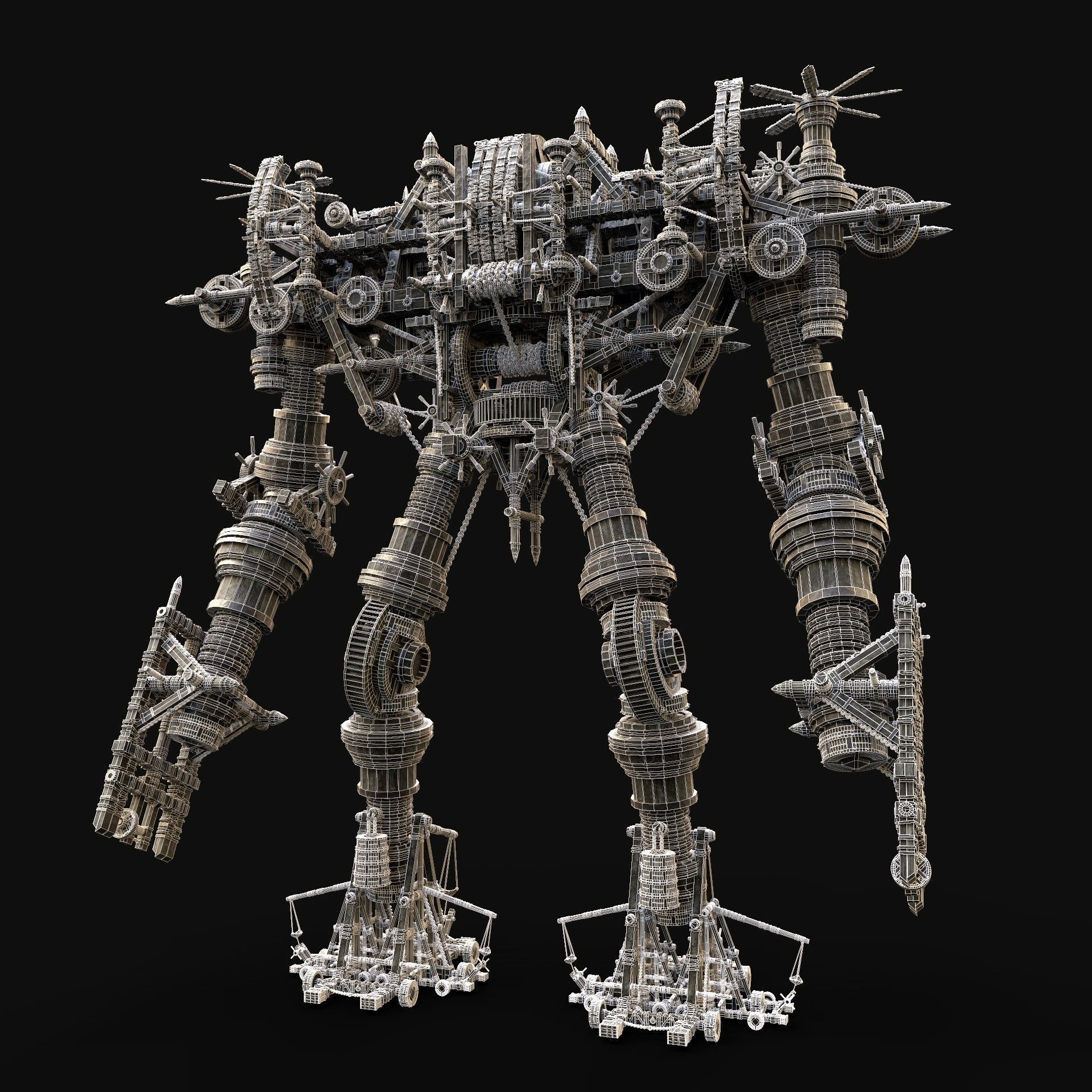 MECH GIANT ROBOT SIEGE ENGINE MACHINE WAR AAA CONSTRUCTION MECHA Low-poly 3D model_7