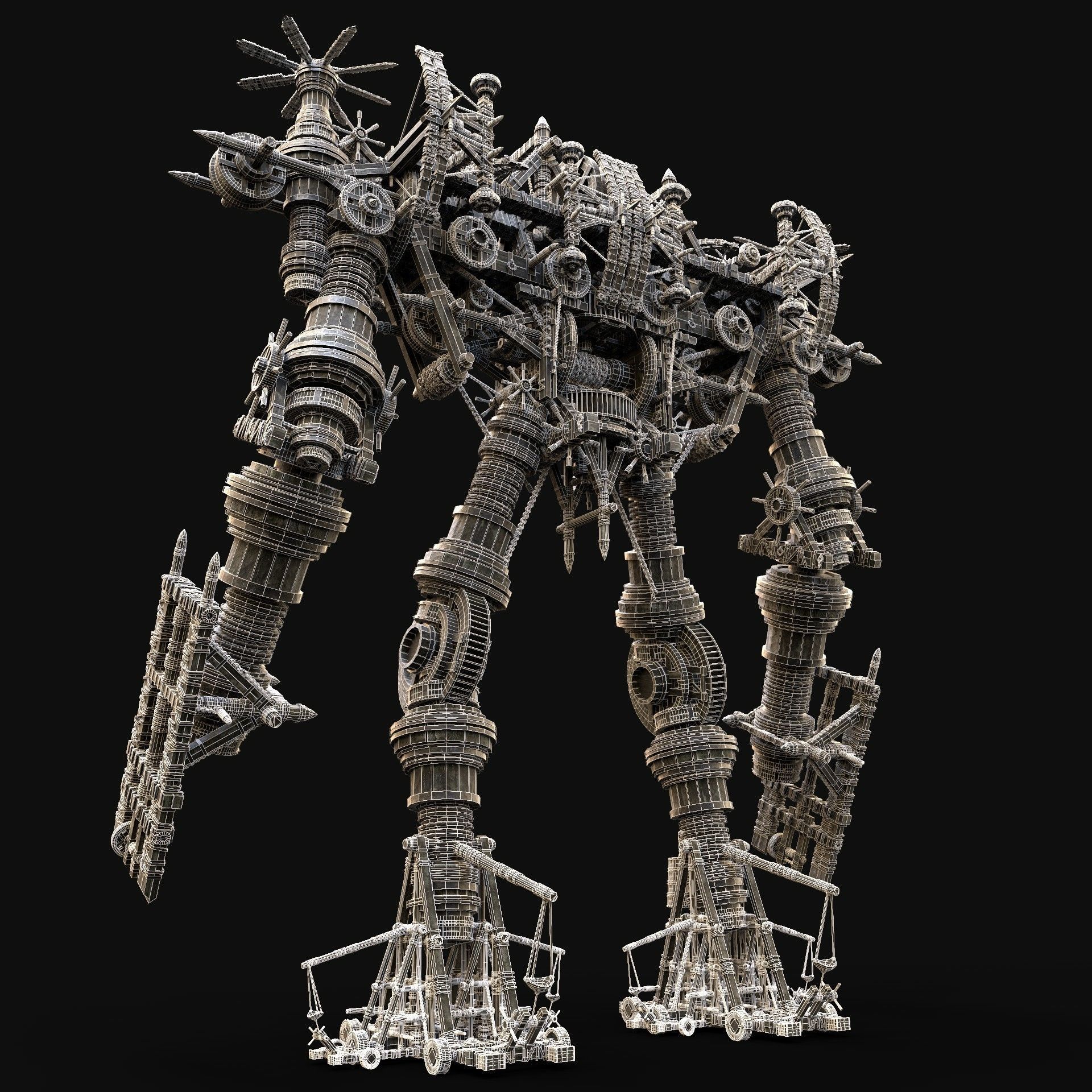 MECH GIANT ROBOT SIEGE ENGINE MACHINE WAR AAA CONSTRUCTION MECHA Low-poly 3D model_8