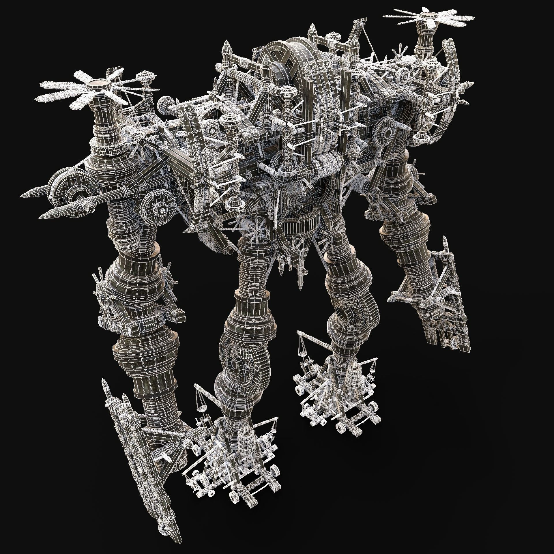 MECH GIANT ROBOT SIEGE ENGINE MACHINE WAR AAA CONSTRUCTION MECHA Low-poly 3D model_9