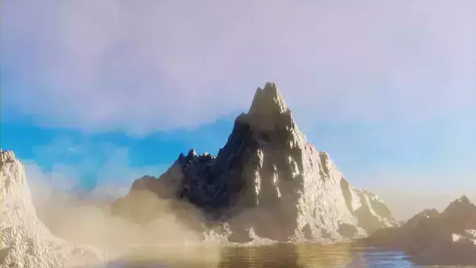 Mountain in water