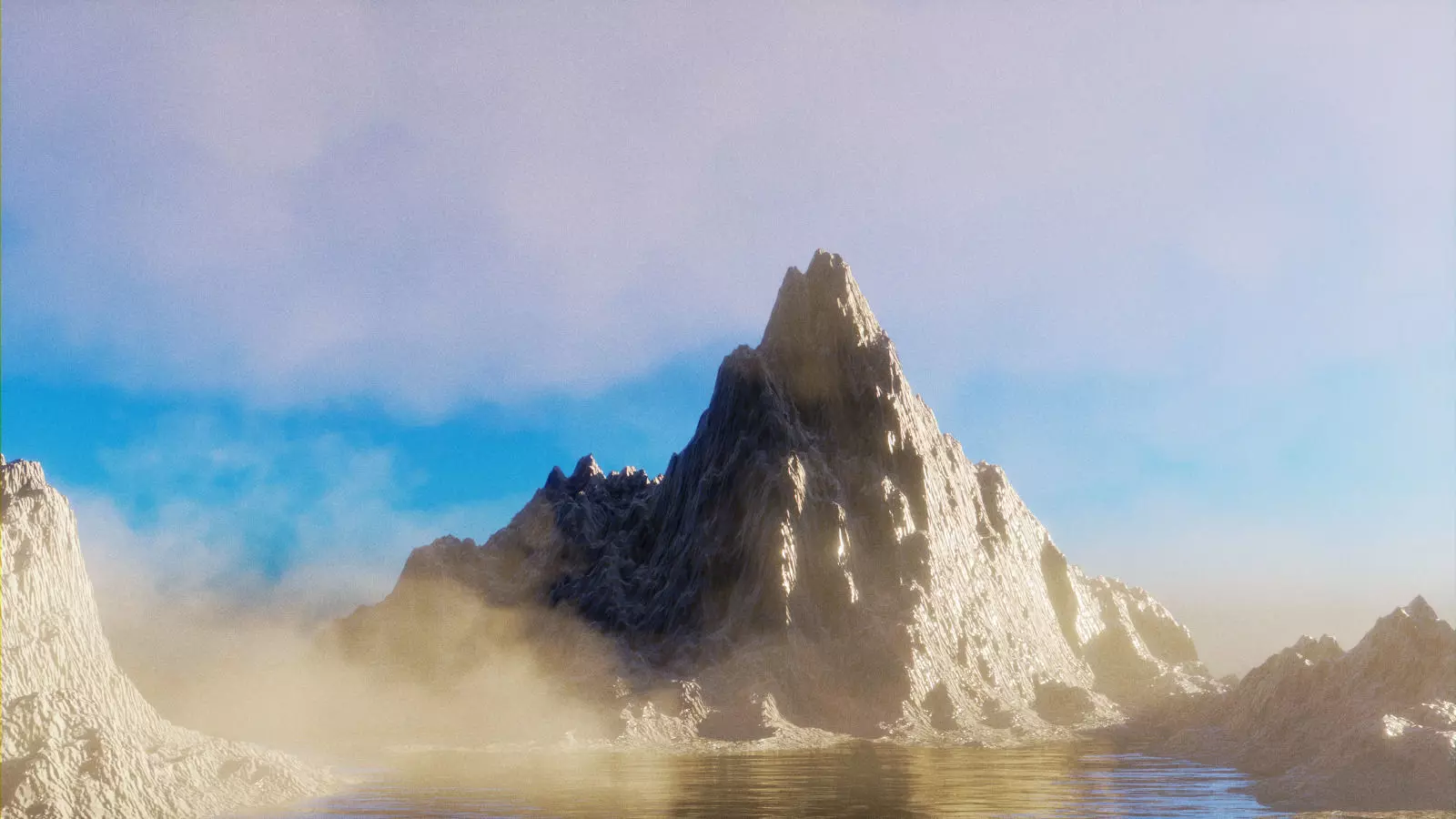 Mountain in water 3D model_0