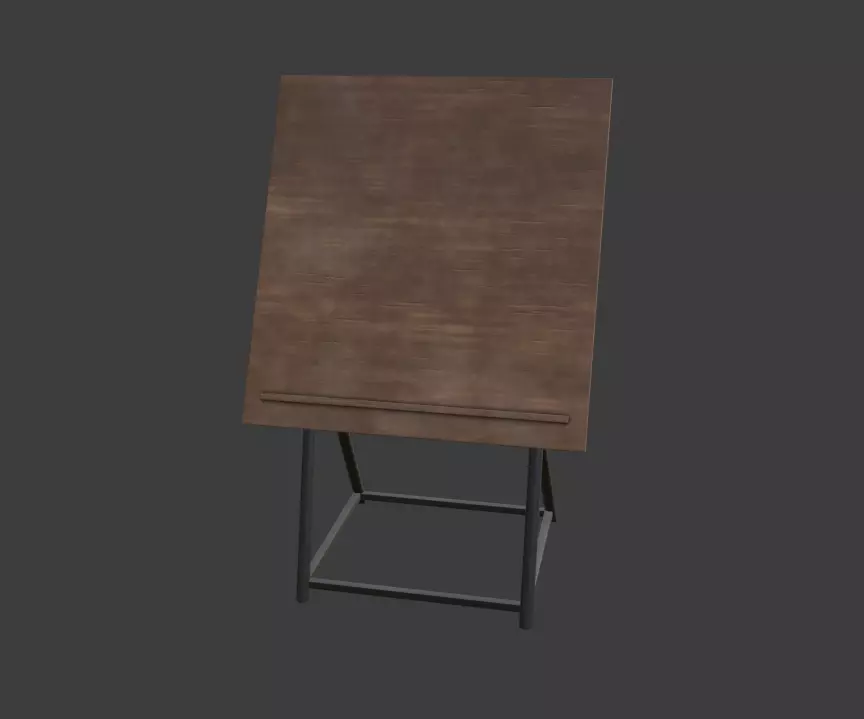 Painting Table Low-poly 3D model_0